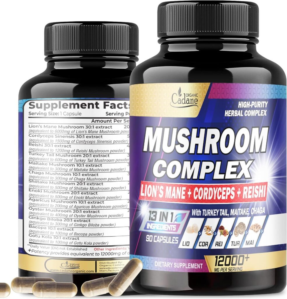 12000mg Mushroom Complex Supplements for 3-Month Supply - Brain Health