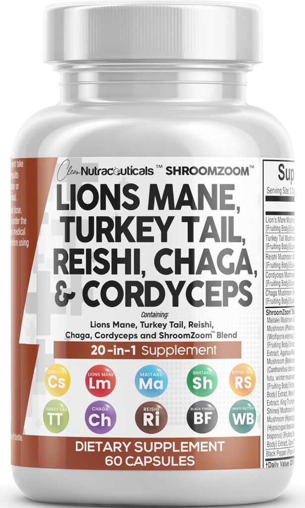 Clean Nutraceuticals Lions Mane 3000mg 20in1 Mushroom Supplement