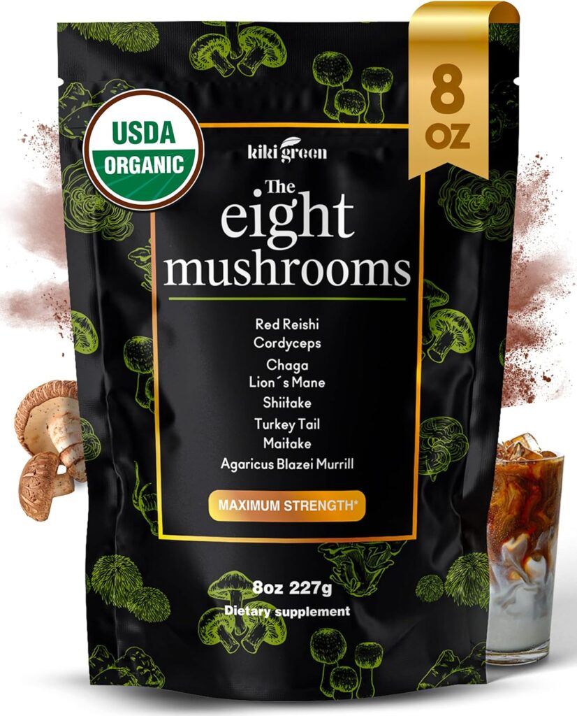 KIKI Green 8 Mushrooms Powder Extract - Mushroom Supplement Blend