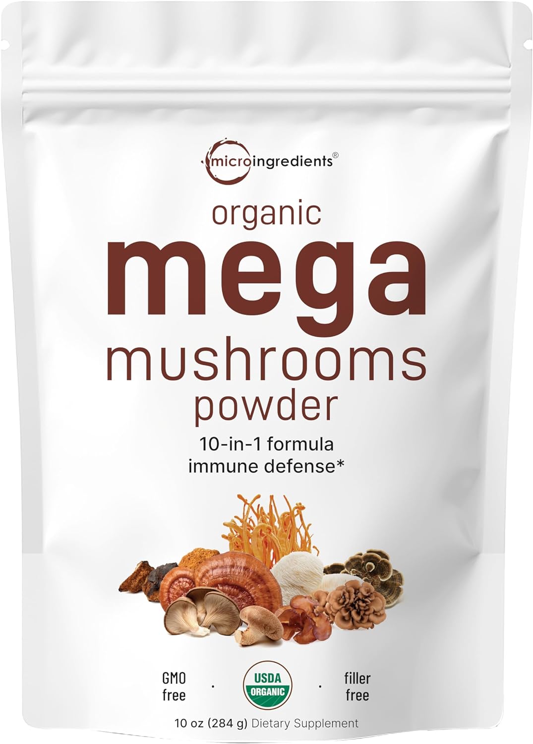 Sustainably US Grown, Organic Mega Mushroom 10 in 1 Complex Formula Powder
